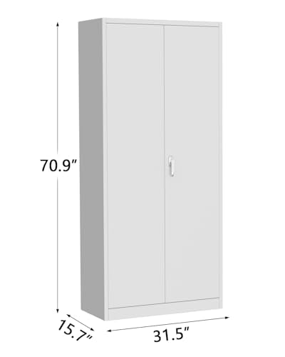 Tall Metal Storage Cabinet with Doors Shelves Lock B800