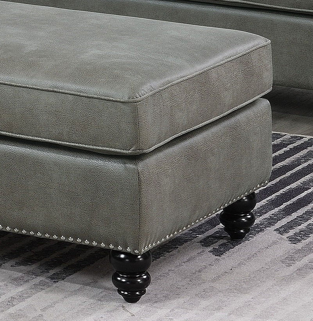 Grey Cocktail Ottoman with Wooden Legs F822847