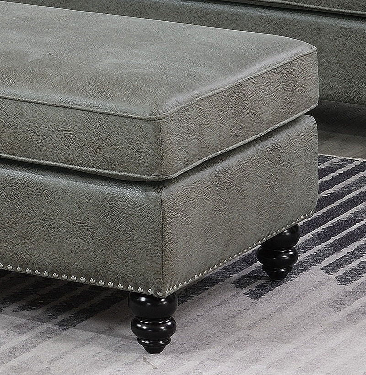 Grey Cocktail Ottoman with Wooden Legs F822847