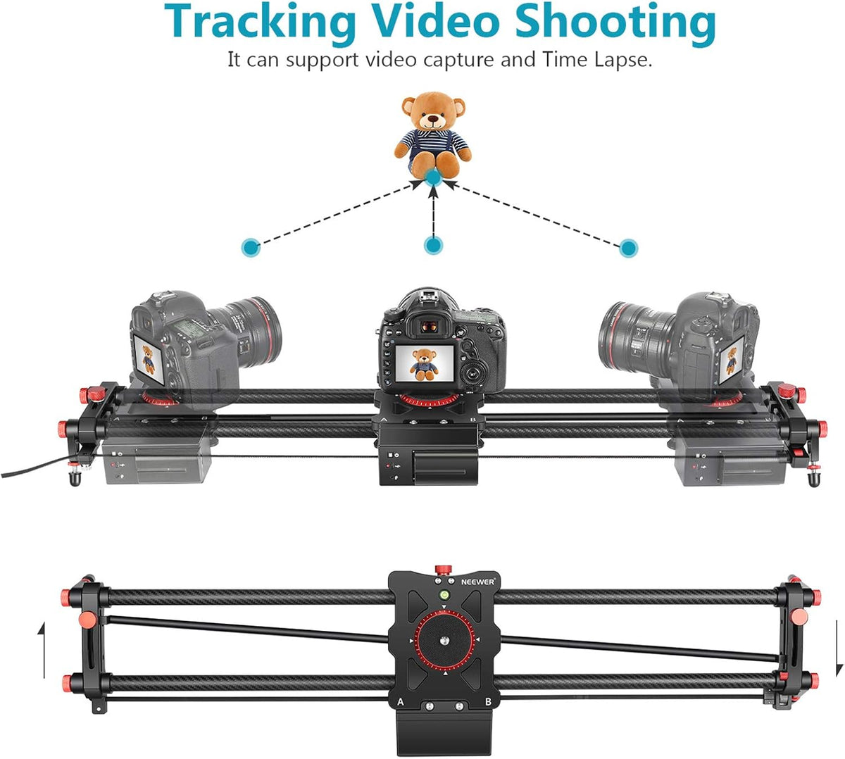Motorized Camera Slider, 31.5-inch Carbon Fiber Track Rail, Load up to 22 lbs Z495