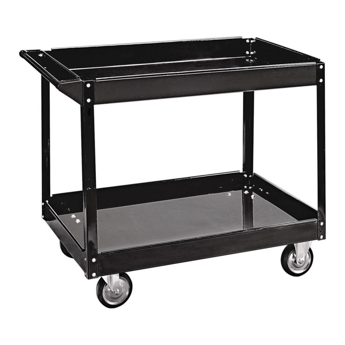 36 in. x 24 in. Two Shelf Steel Service Cart, Black T870