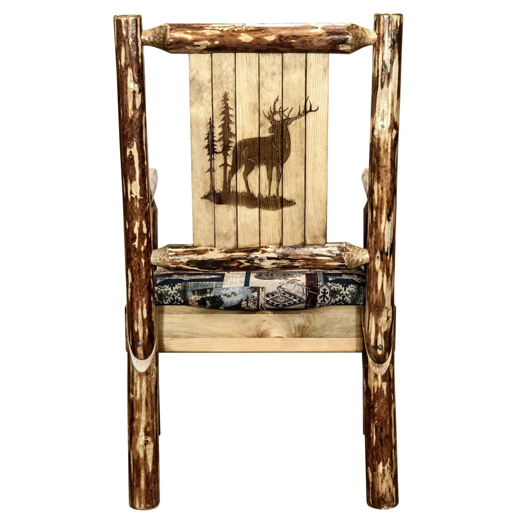 Woodland Upholstery Laser Engraved Elk Design Captain's Chair A4366