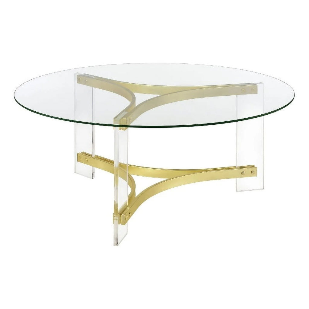Round Glass Coffee Table with Acrylic Legs E519595