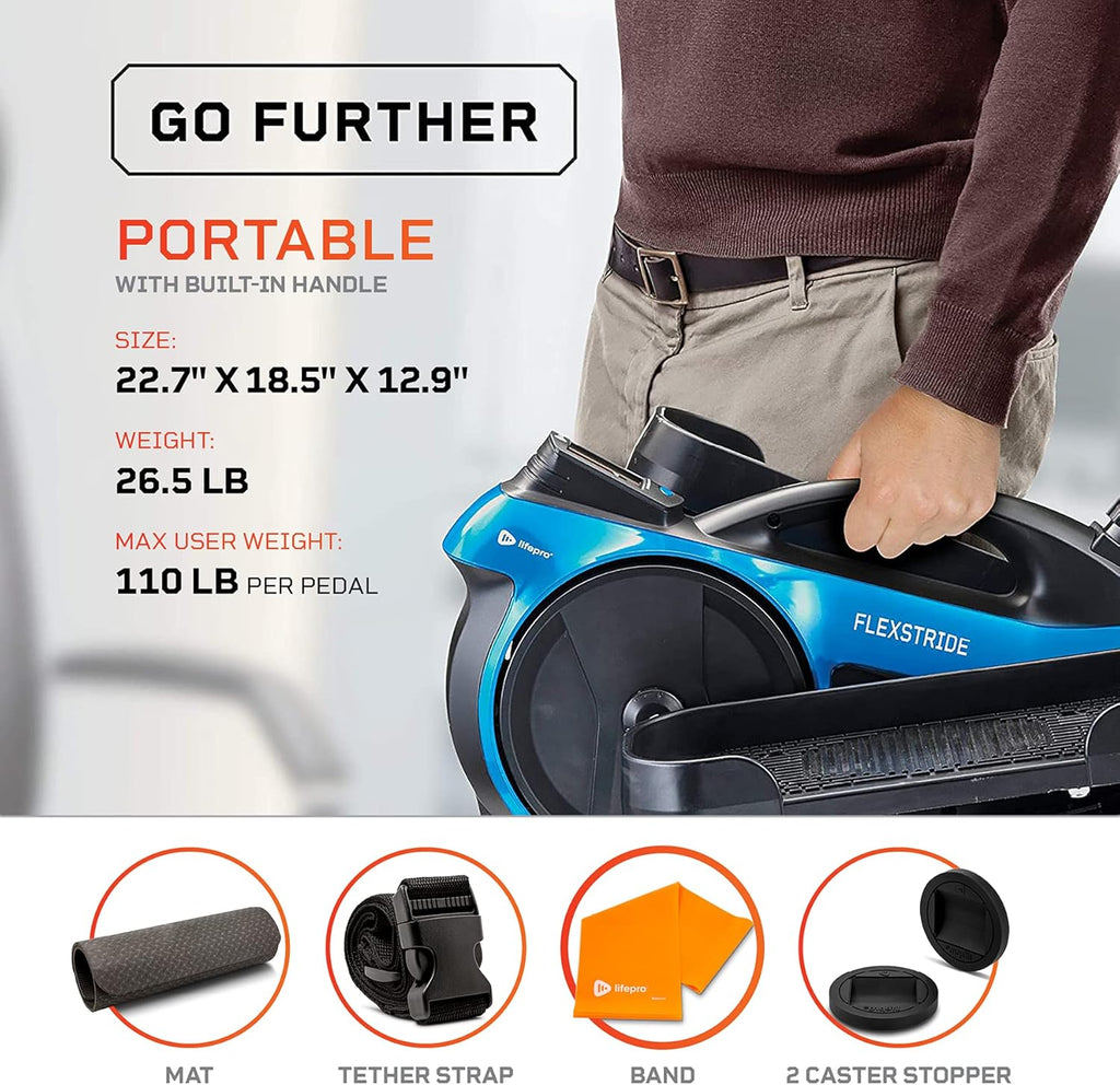 Blue Under Desk Elliptical Trainer with Adjustable Resistance Q211