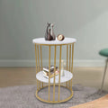 Round Marble 2 Tier Gold Metal Accent Table Y514512