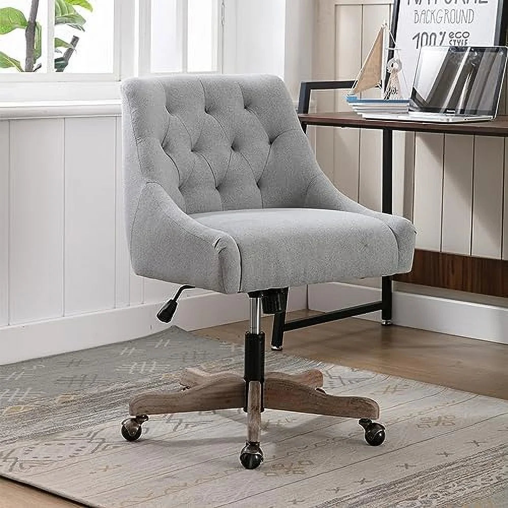 Blue Swivel Shell Chair with Wood Base and Wheels Y781