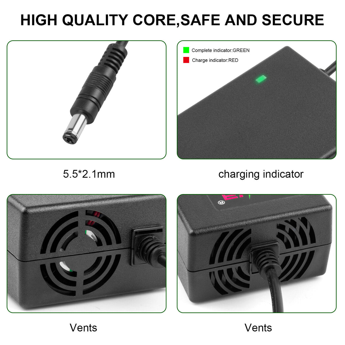 54.6V 2A E-bike Charger for 48V Li-ion Battery 5.5x2.1/2.5mm Tip S2246