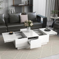 Extendable Coffee Table with 2 Drawers and Sliding Top, 39.3" White A108