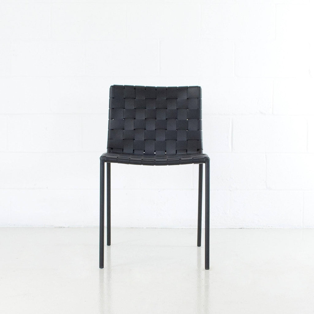 Black Leather Weave Dining Chair D9902