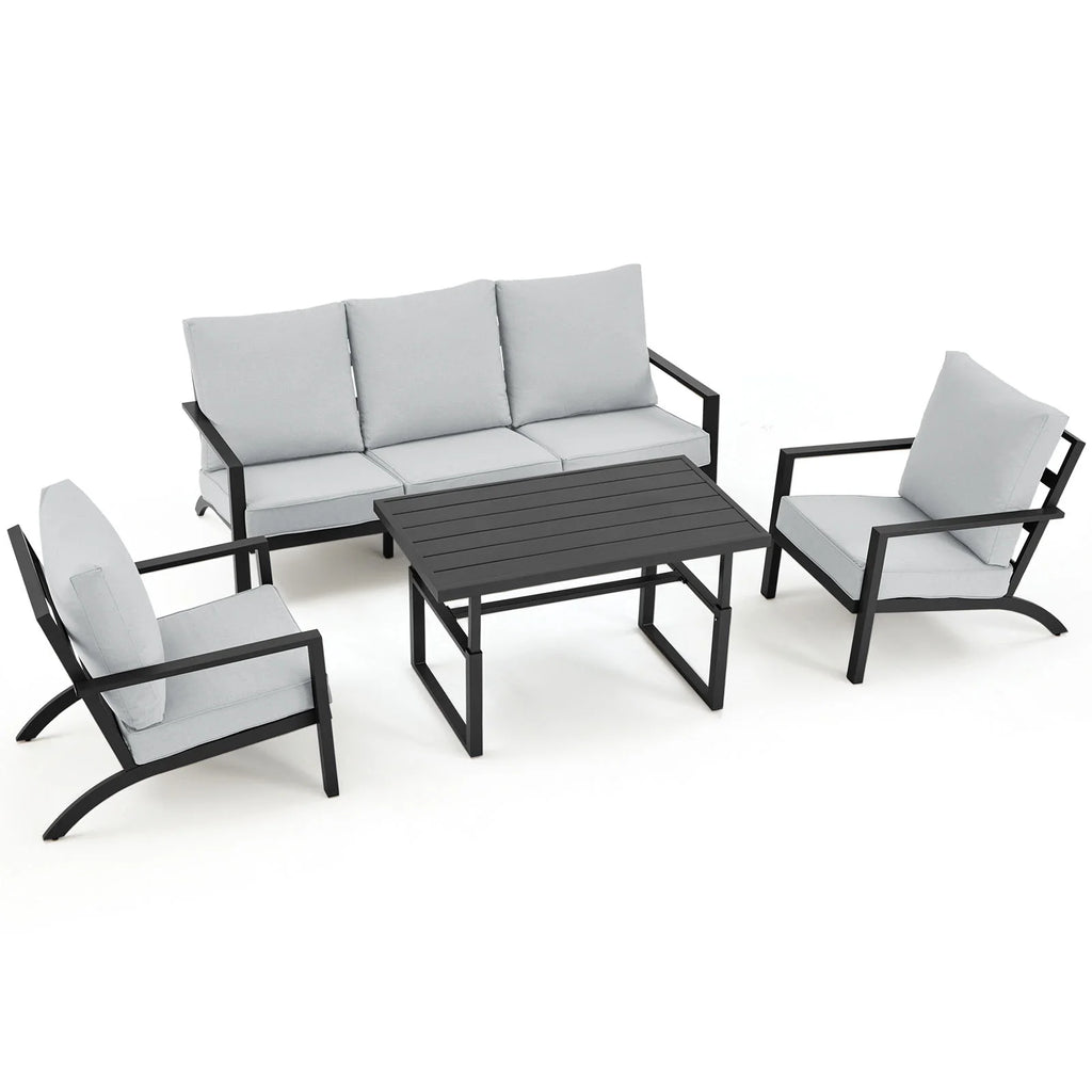 Aluminum Patio Furniture Set with Grey Cushions R514816