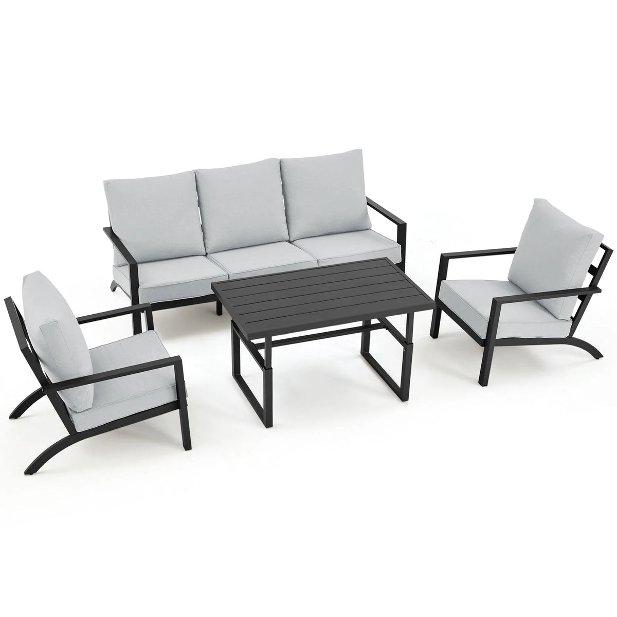 Aluminum Patio Furniture Set with Grey Cushions R514816