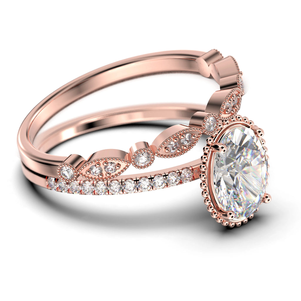 2.00 Carat Oval Cut Moissanite Engagement Ring in 925 Sterling Silver With 18k Rose Gold Plating G501