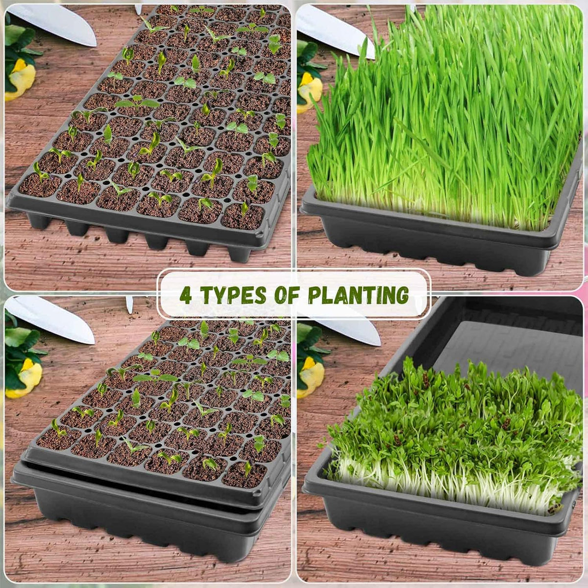 18 Pcs Seed Starter Tray with Base Tray, 72 Cells, No Drain Holes, Pack of 2 W534