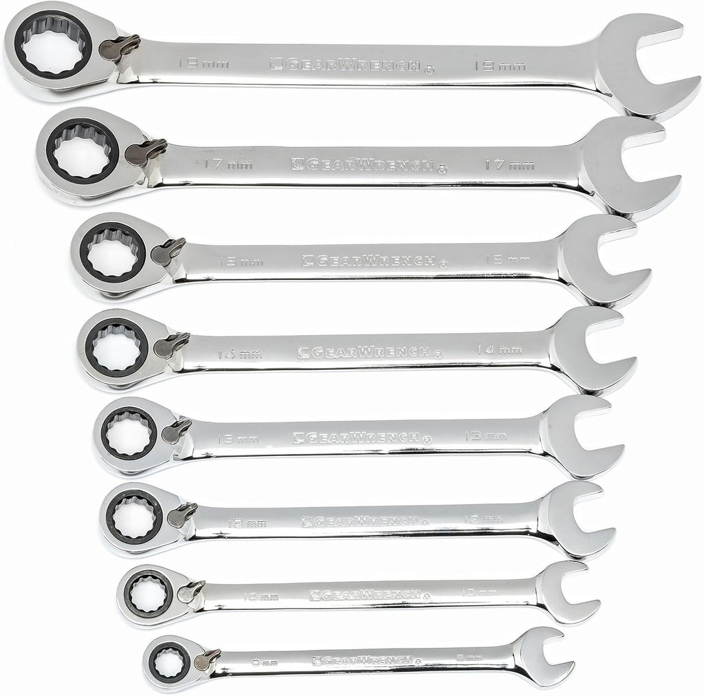 16 Pc. Reversible Ratcheting Combination Wrench Set with Tool Roll, Metric A141