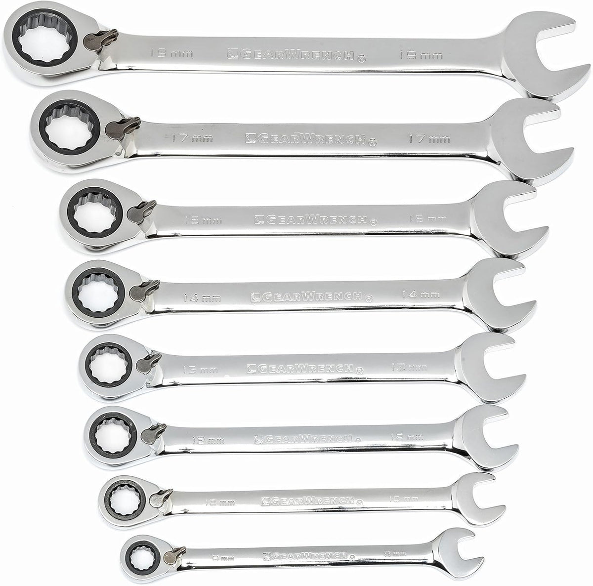 16 Pc. Reversible Ratcheting Combination Wrench Set with Tool Roll, Metric A141