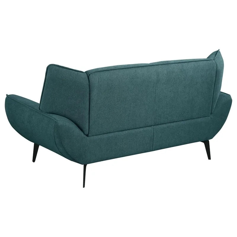 Teal Blue Black Fabric Metal Sofa Set N4765