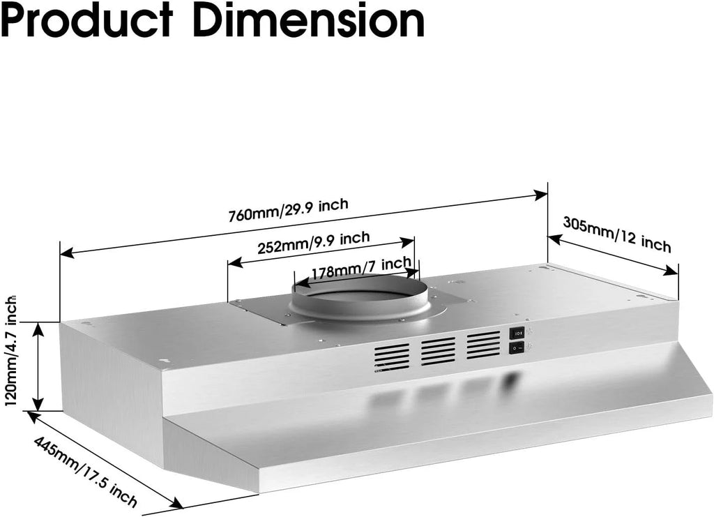 30 inch Under Cabinet Stainless Steel Range Hood E226