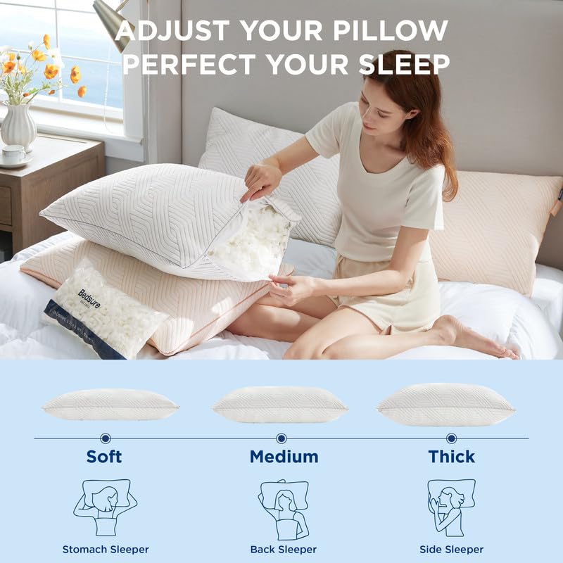 Memory Foam King Size Set of 2 Adjustable Cooling Pillows W972