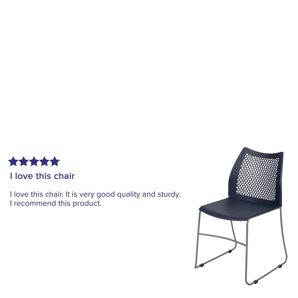5 Pack Stack Chair with Air-Vent Back and Sled Base Navy C9485
