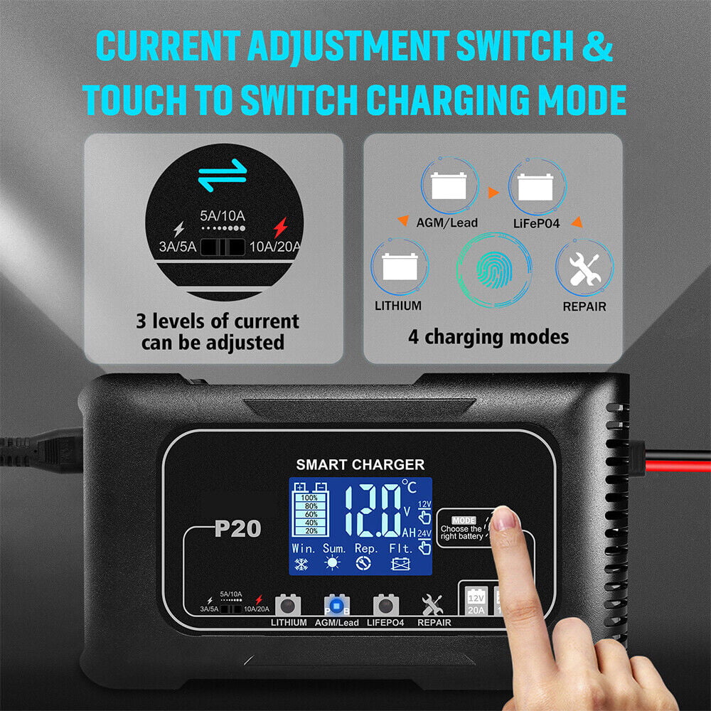 12V/24V Battery Charger with LCD Display W8939