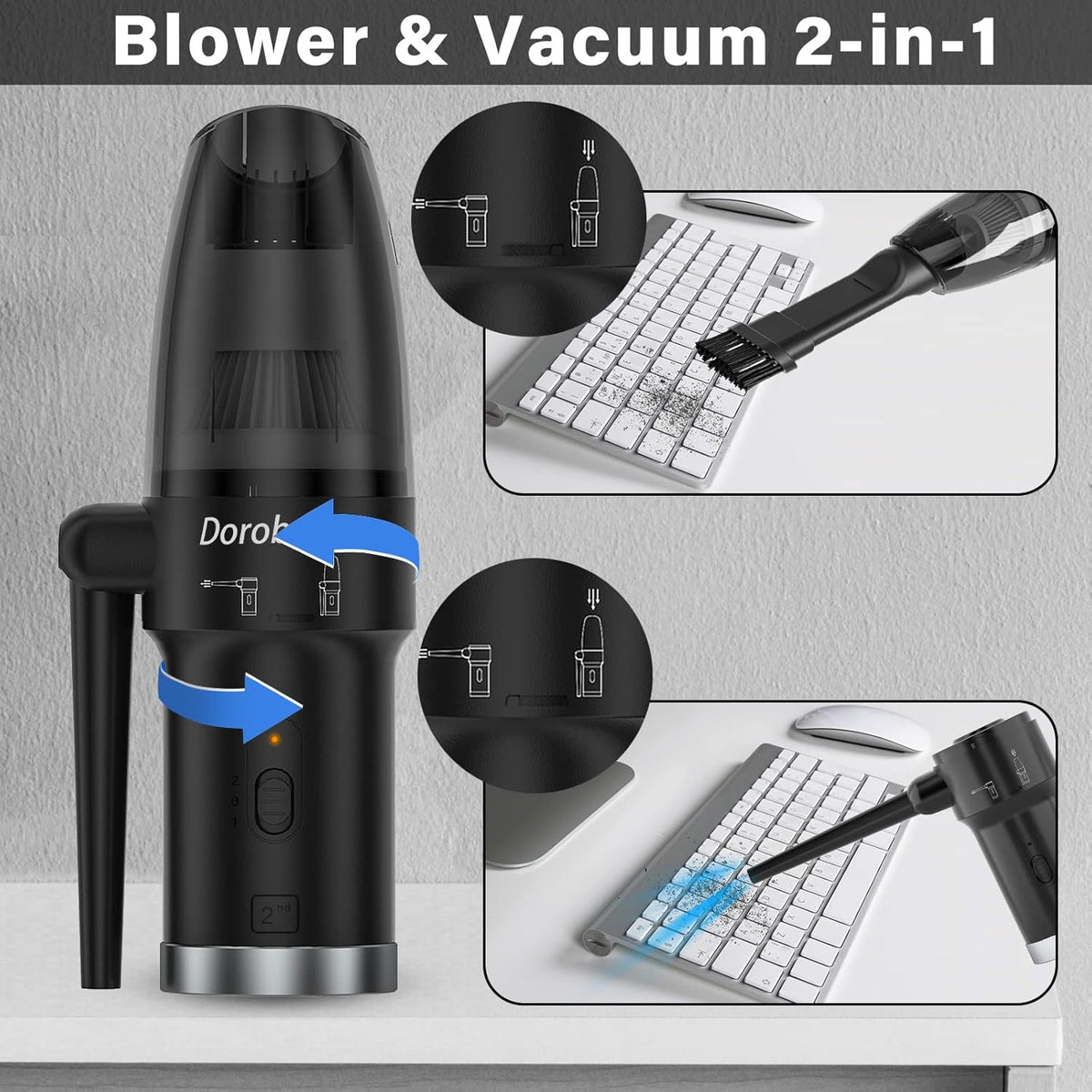 Cordless Air Duster Blower Vacuum 2 in 1, 77000 RPM Motor, 10000 PA Suction T596655