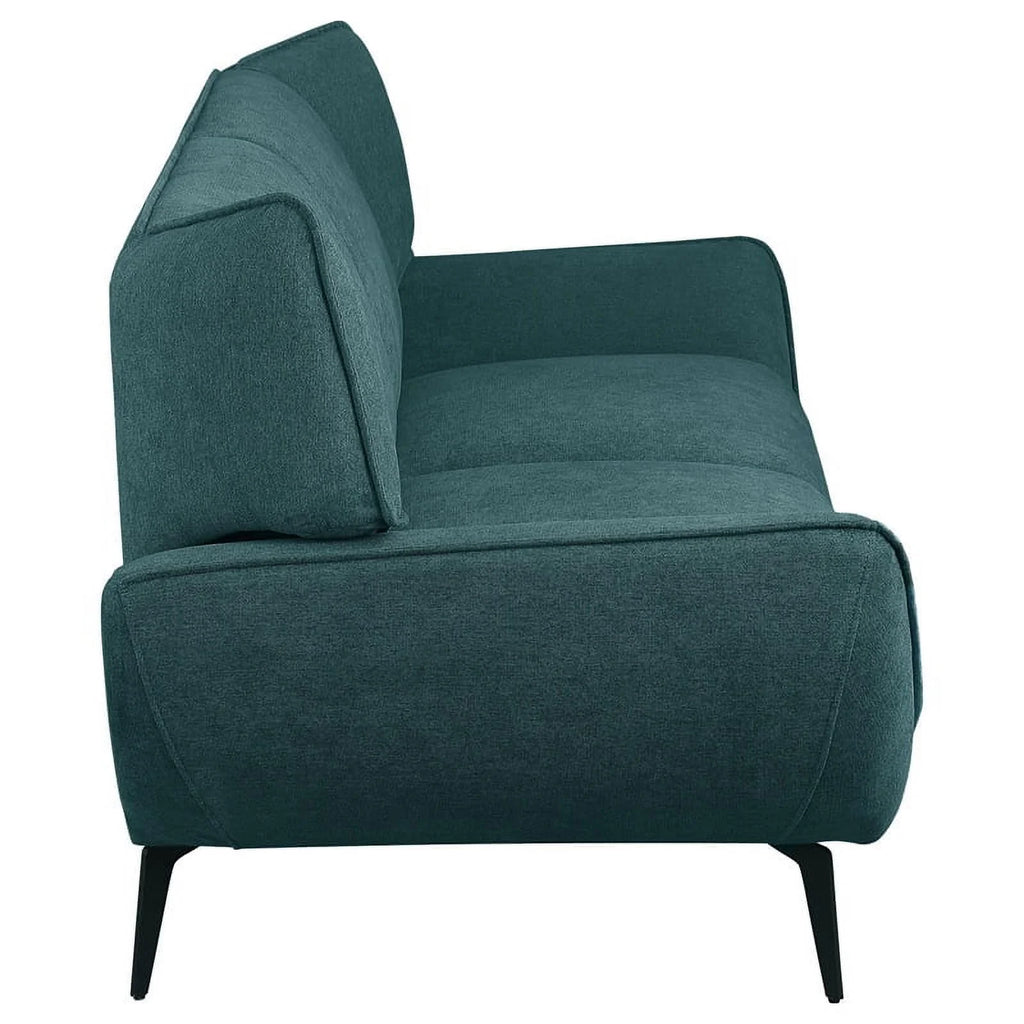 Teal Blue Black Fabric Metal Sofa Set N4765