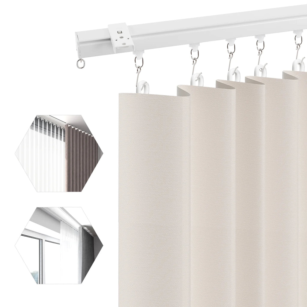 White Ceiling Mount Curtain Track Kit with Hooks R3132
