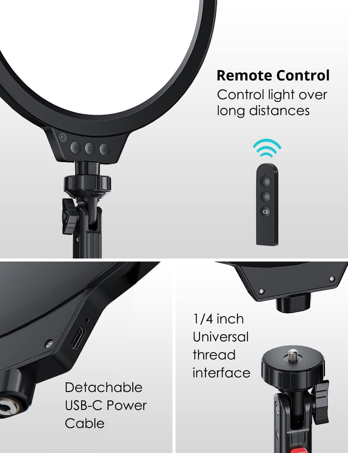 10" LED Video Light with Adjustable Tripod Stand, 3 Modes 5 Brightness Levels, Pack of 2 N665