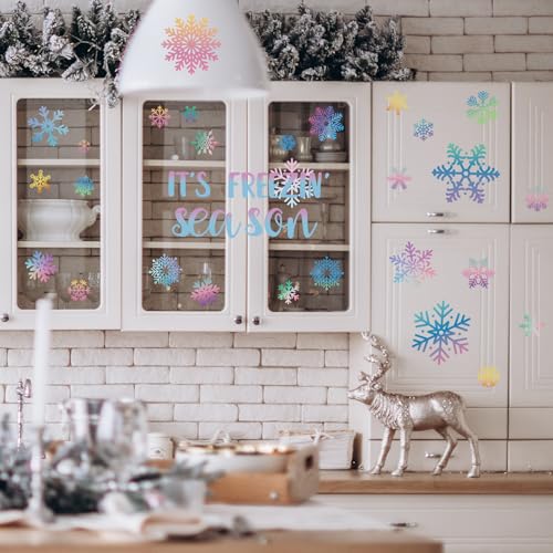 8 Sheets Snowflake Window Clings Static Stickers W493247