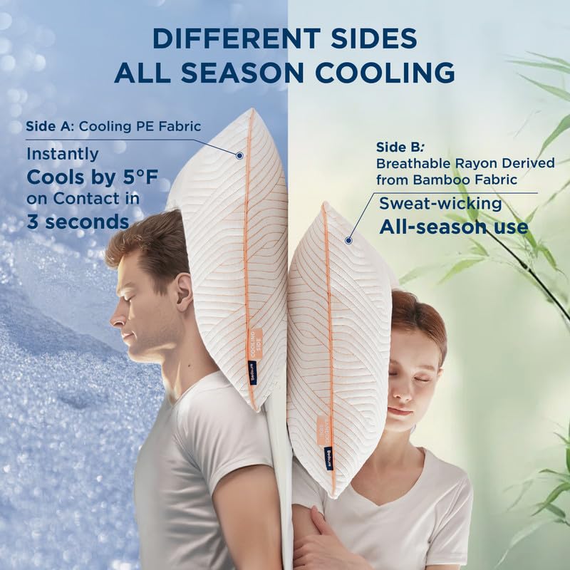 Memory Foam King Size Set of 2 Adjustable Cooling Pillows W972