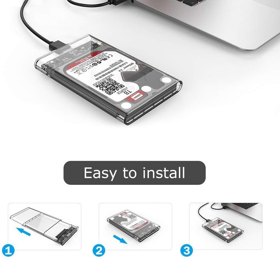 2.5 External Hard Drive Enclosure, SATA to USB 3.1 Tool-Free Clear Case M581