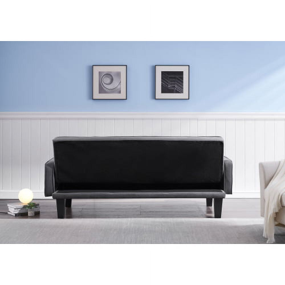 72" Dark Grey Cotton Linen Convertible Sofa Bed with Two Pillows N386
