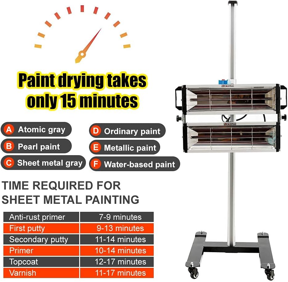 2000W Infrared Paint Curing Lamp with Stand H299