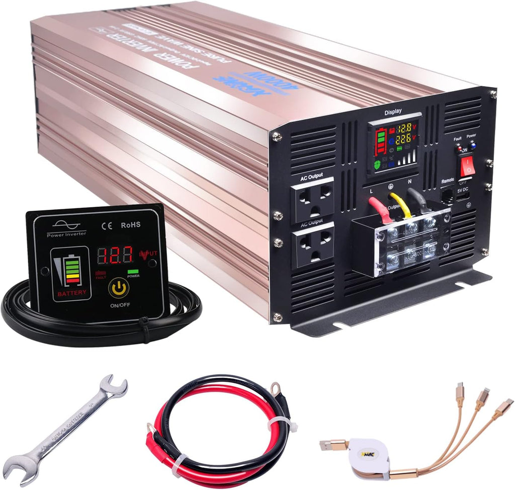 4000 Watts Pure Sine Wave Power Inverter with Remote Control and LED Display A6820