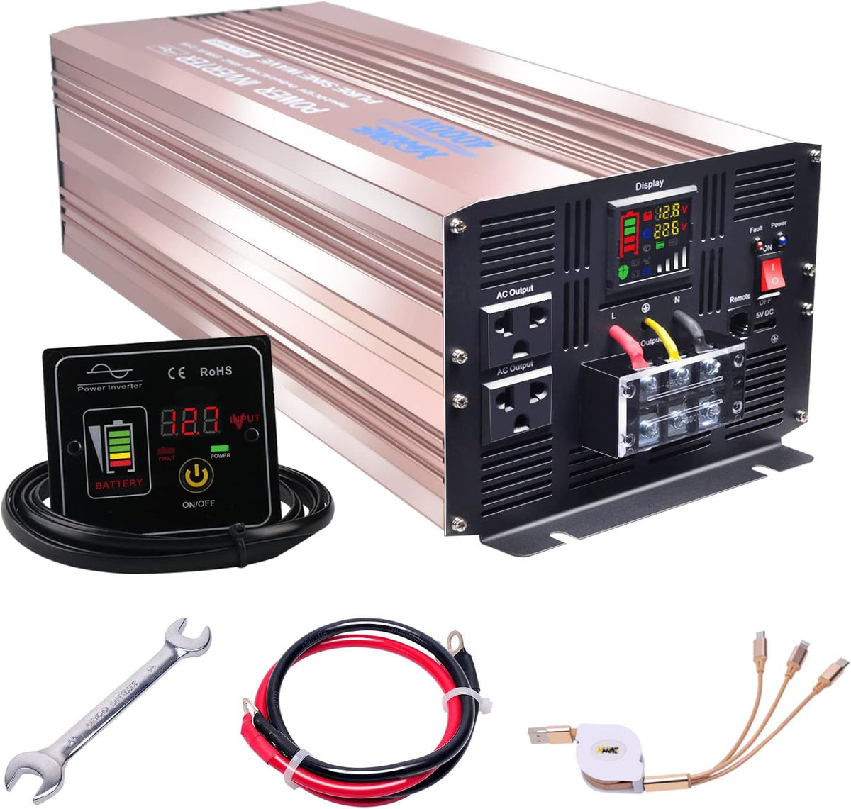 4000 Watts Pure Sine Wave Power Inverter with Remote Control and LED Display A6820