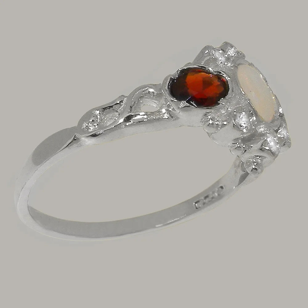 9k White Gold Opal Garnet Cubic Zirconia Ring G445