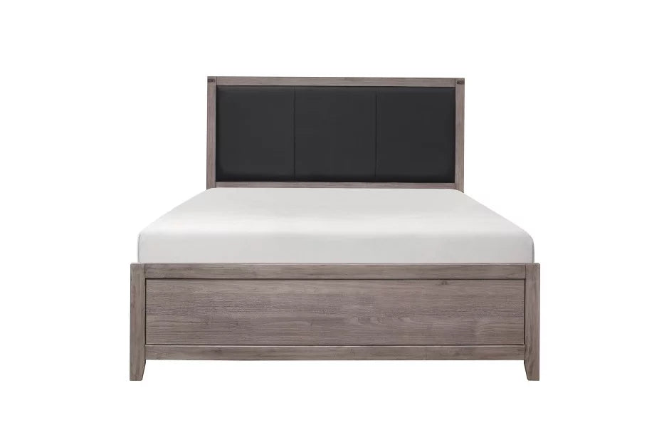 Queen Platform Bed Black Faux Leather Z8896
