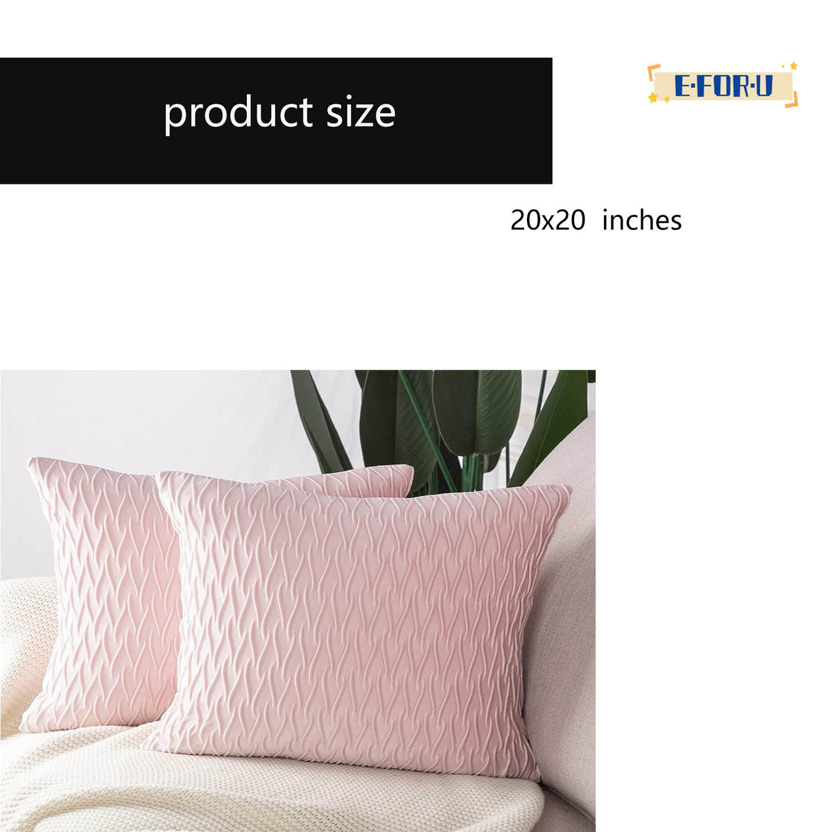 Set of 2 Velvet Decorative Throw Pillow Covers 20x20 inch Square Cushion Case C76294