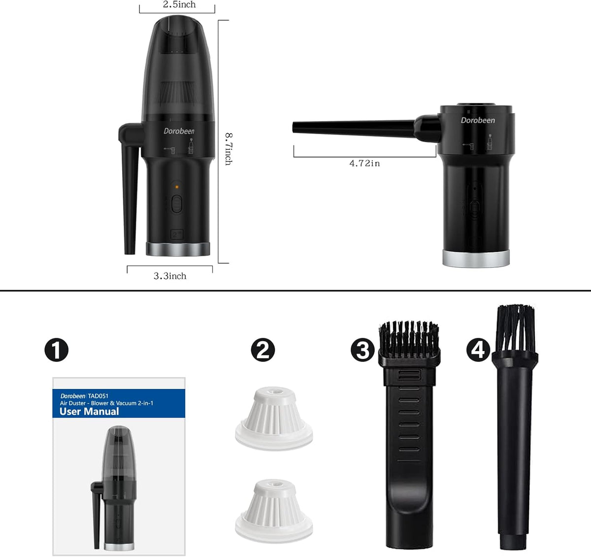 Cordless Air Duster Blower Vacuum 2 in 1, 77000 RPM Motor, 10000 PA Suction T596655