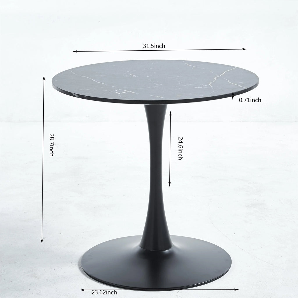 31.5" Wood Mid-century Dining Table with Marble Top S325650