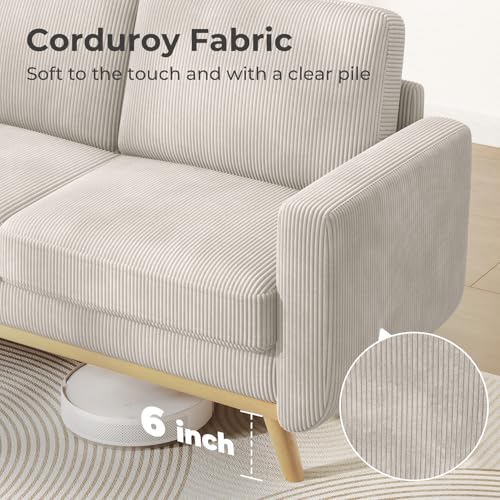 Light Grey Corduroy Loveseat Sofa O7951