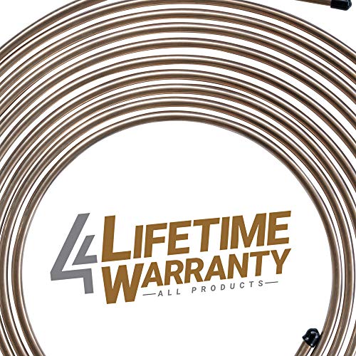 25 ft 1/4 Copper-Nickel Brake Line Tubing Coil and Fitting Kit T4595