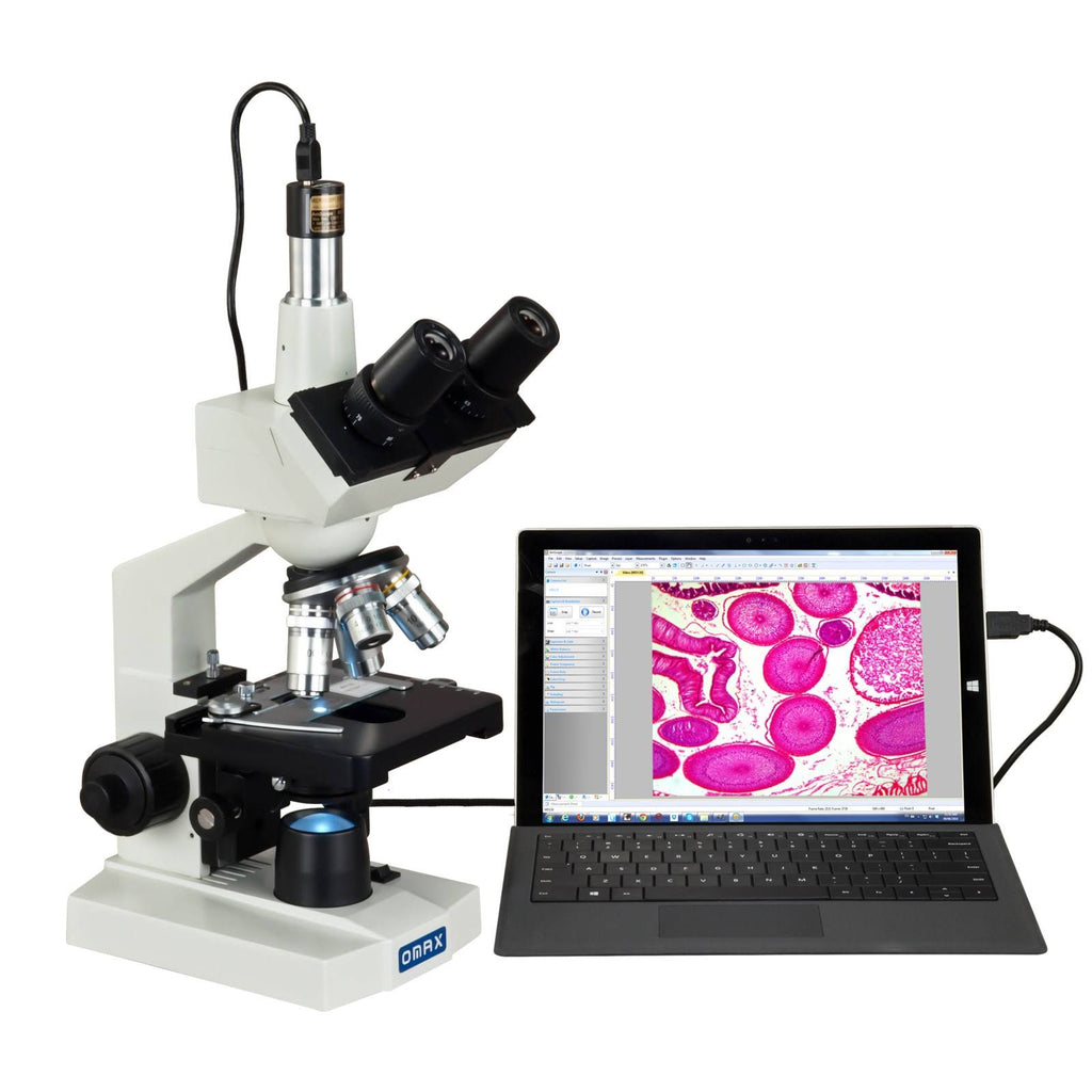 40X-2500X Digital LED Trinocular Lab Compound Microscope with USB Camera and Mechanical Stage S46840