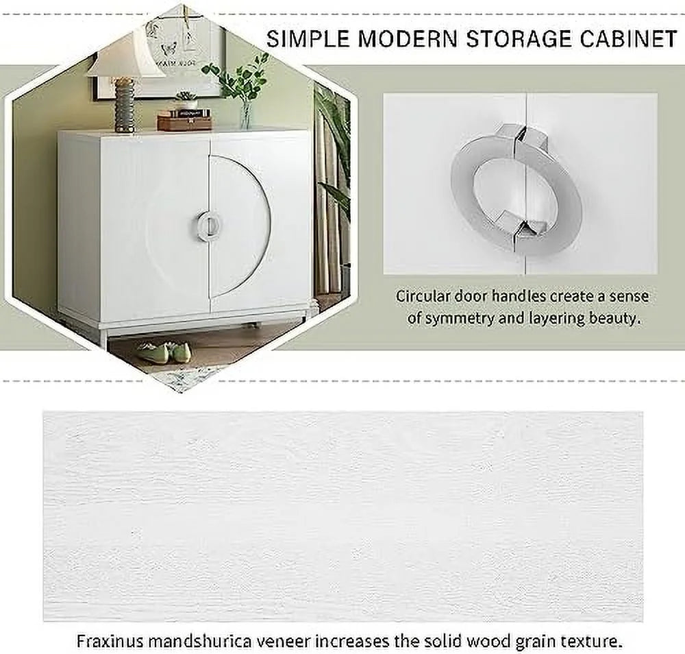 White Accent Cabinet with Metal Leg Frame L81952