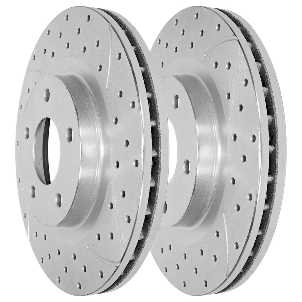 Front Wheel Bearing Hubs Drilled Slotted Rotors Silver Ceramic Pads Kit R3194