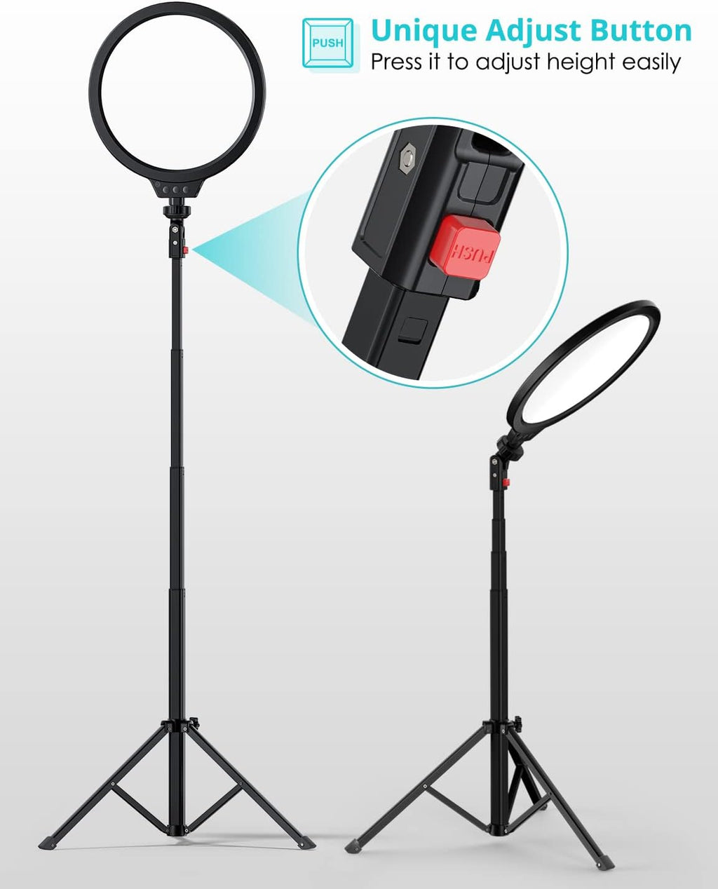 10" LED Video Light with Adjustable Tripod Stand, 3 Modes 5 Brightness Levels, Pack of 2 N665