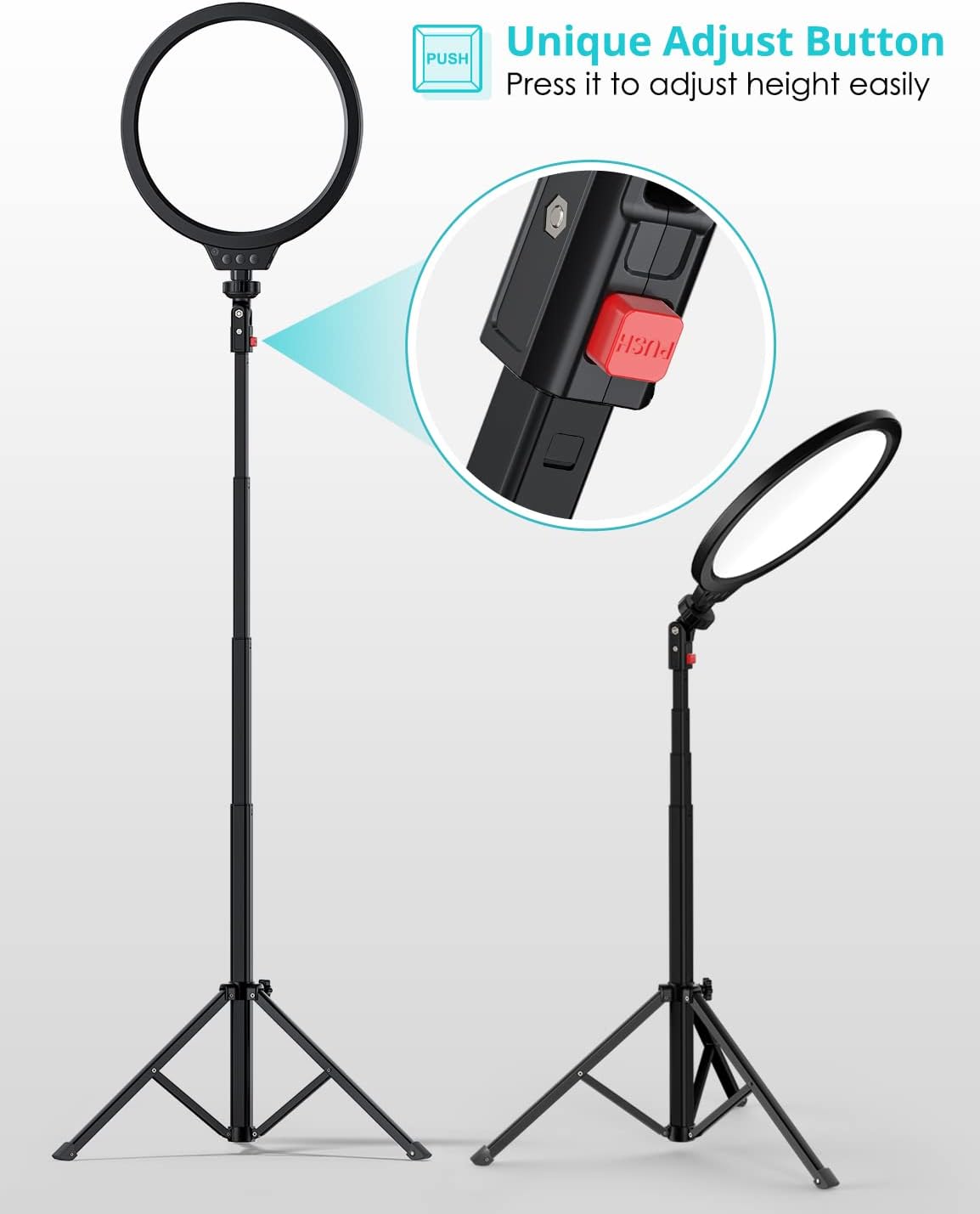 10" LED Video Light with Adjustable Tripod Stand, 3 Modes 5 Brightness Levels, Pack of 2 N665