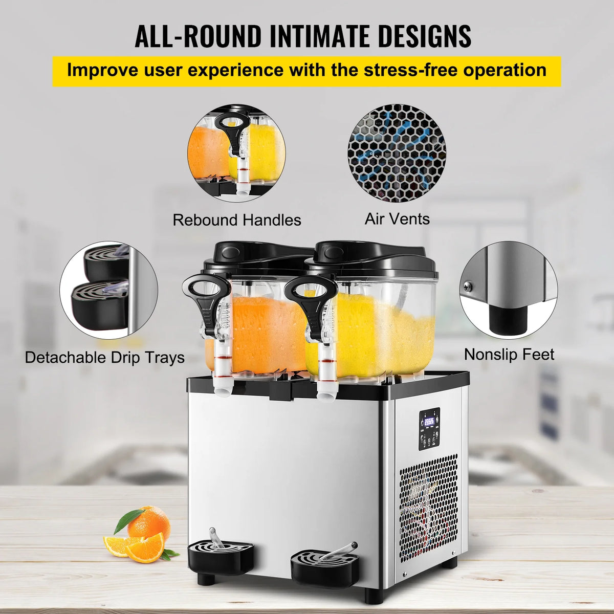 6 L x 2 Tanks 400W 110V Stainless Steel Slushy Machine Z340506