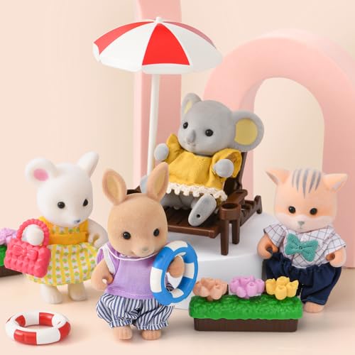 Dollhouse with 4 Doll Toy Figures, Pool Slide, Elevator, Furniture and Lights D403294