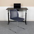 5 Pack Stack Chair with Air-Vent Back and Sled Base Navy C9485